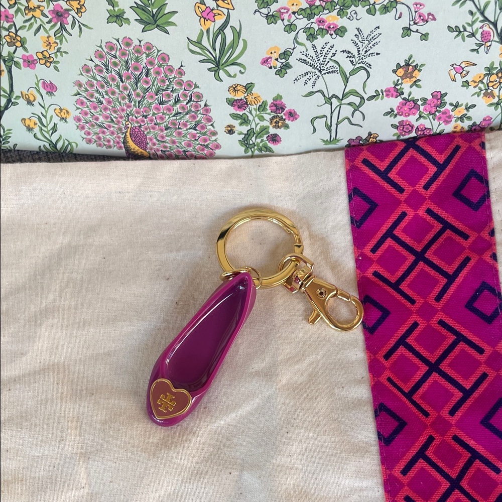Tory Burch Gold and Purple Ballet Flat Keychain